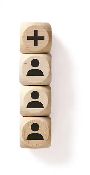 wood blocks with user icons